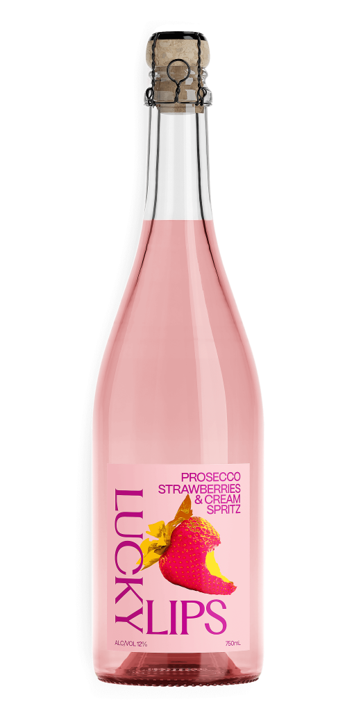 Bottle Lucky Lips Prosecco Strawberries and Cream Spritz Meditrina Beverages