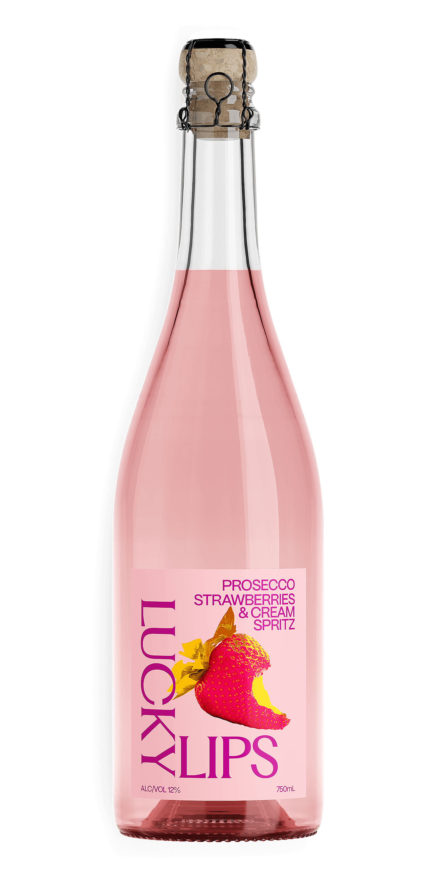 Bottle Lucky Lips Prosecco Strawberries and Cream Spritz Meditrina Beverages