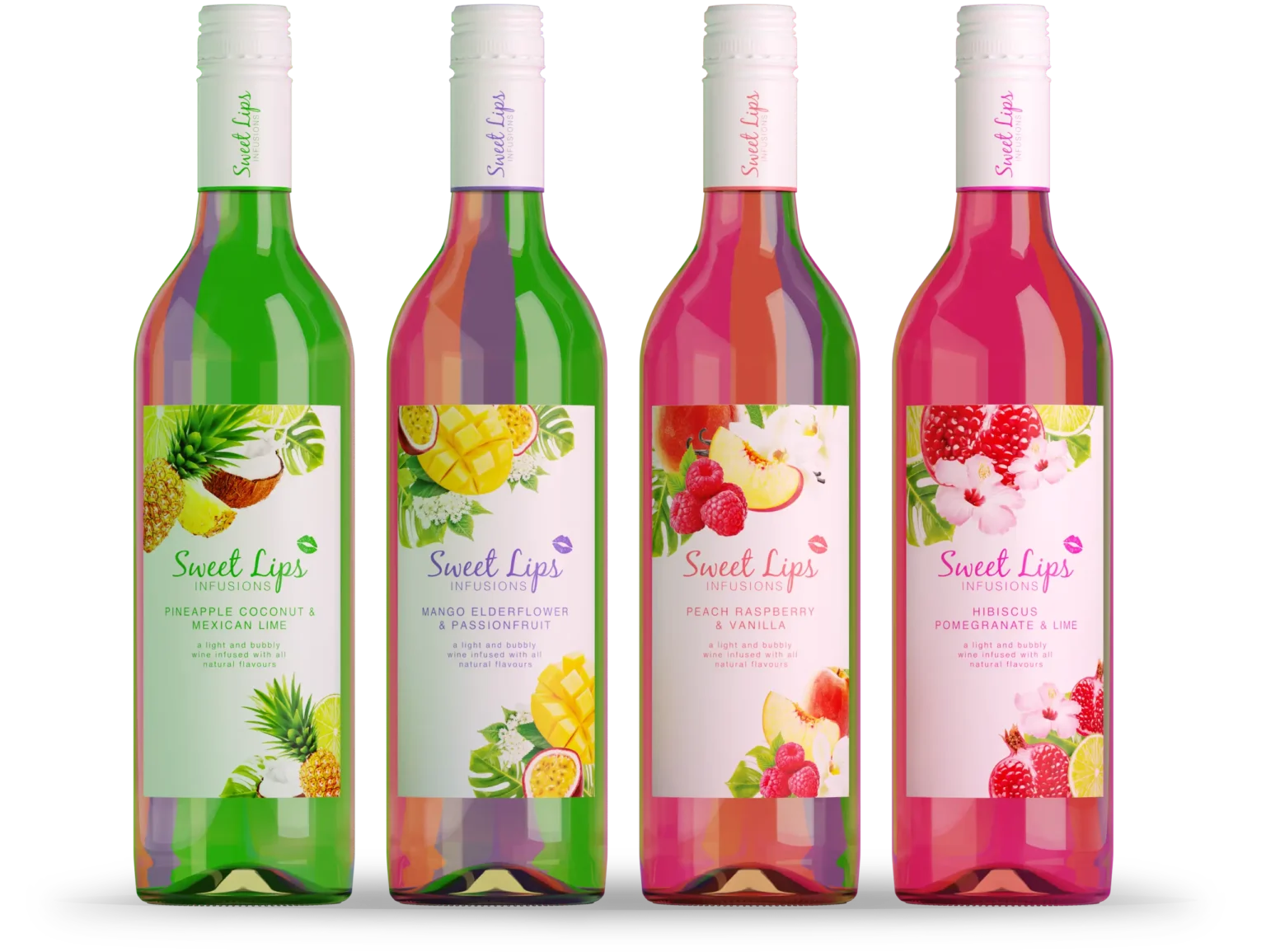 Four Sweet Lips Infusions wine bottles